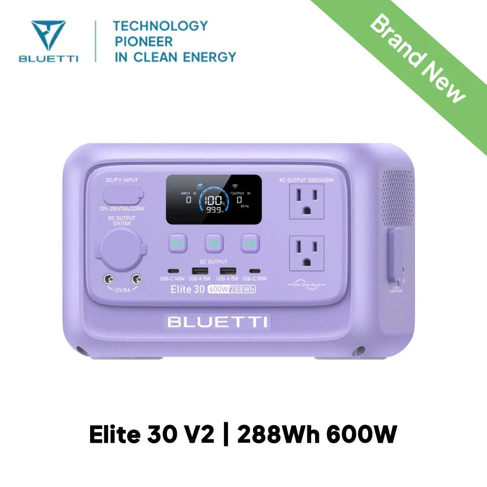 BLUETTI Elite 30 V2 | 288Wh 600W Portable Power Station Lightweight Fast Charging Solar Generator for Home Backup Outdoor