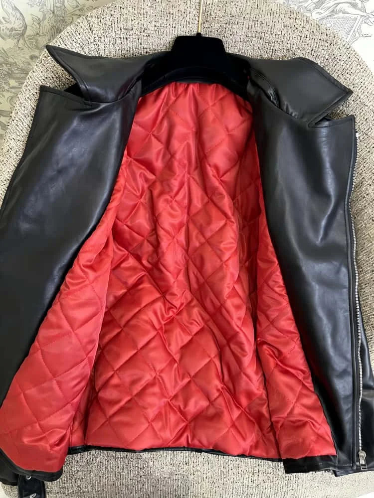 Women's Vintage Cotton Moto Jacket With Turn Down Collar