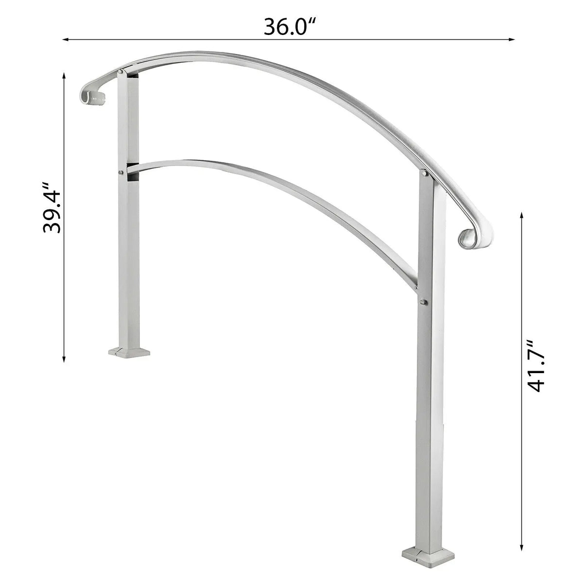 SucceBuy Wrought Iron Handrail Fits 1or5 Steps with Installation Kit Hand Rails for Outdoor Steps Transition Handrail Stair Rail