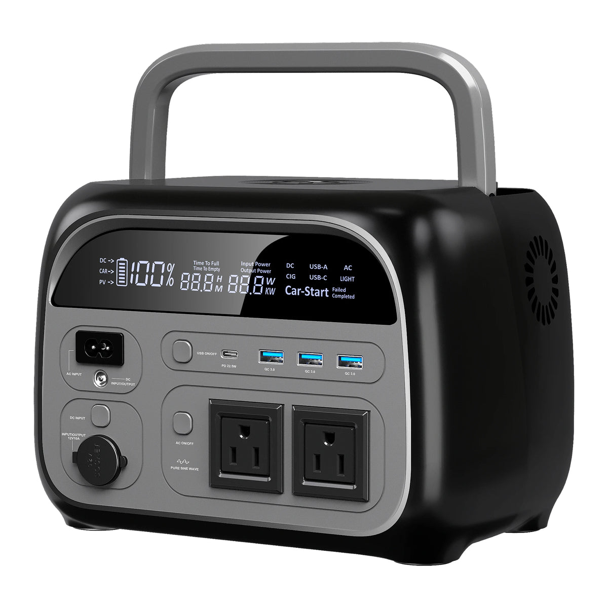 CTOLITY 200W 500W Portable Power Station 1800W Power Generator LED Light Emergency Solar Power Bank for Outdoor Camping Travel