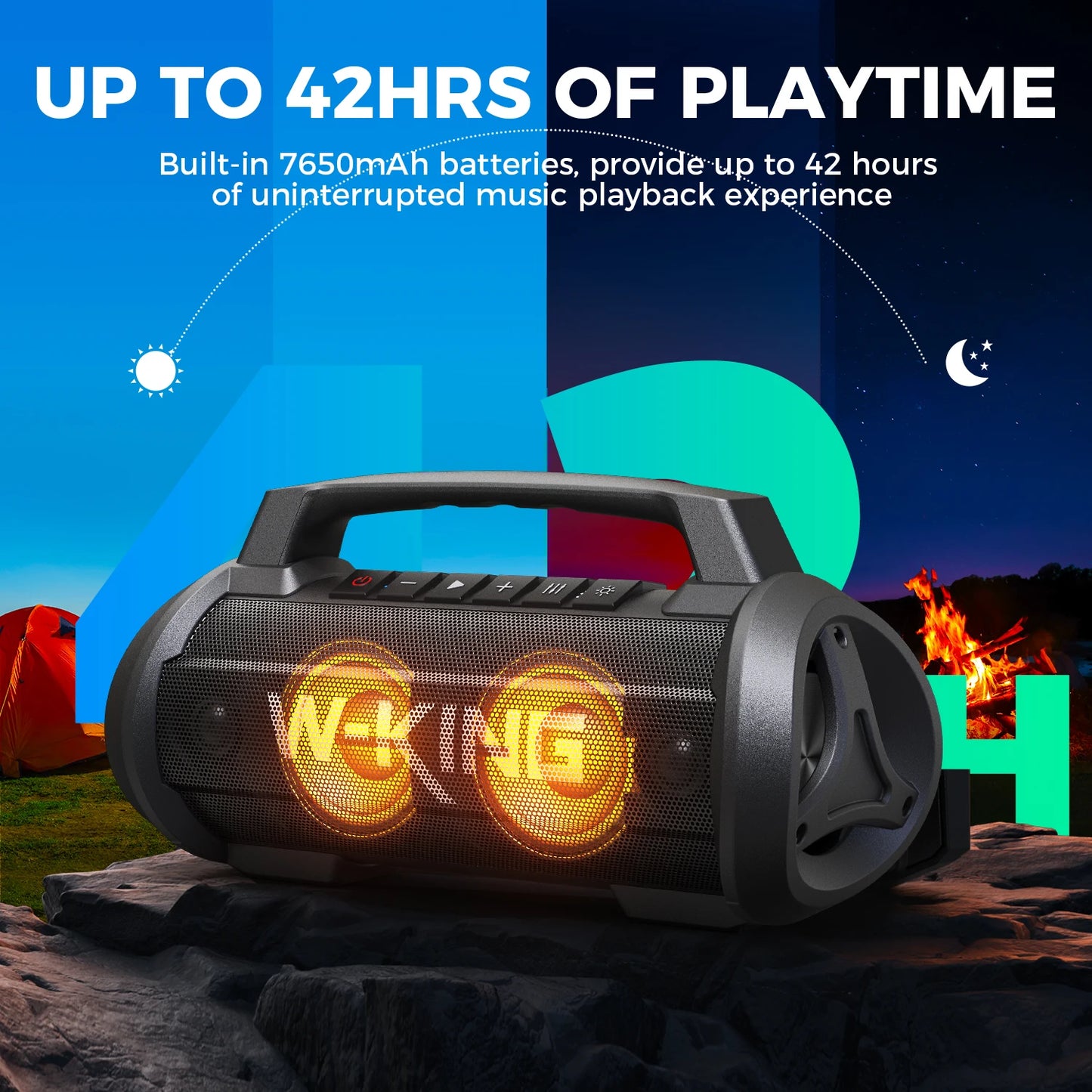 W-KING 70W RMS Bluetooth Portable Speaker, Speaker Wireless Loud IPX6 Waterproof Bluetooth Speakers with Subwoofer/Bass Boost