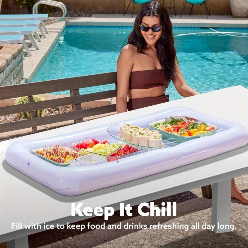 Inflatable Serving Tray Set for Food Drinks and Outdoor Parties