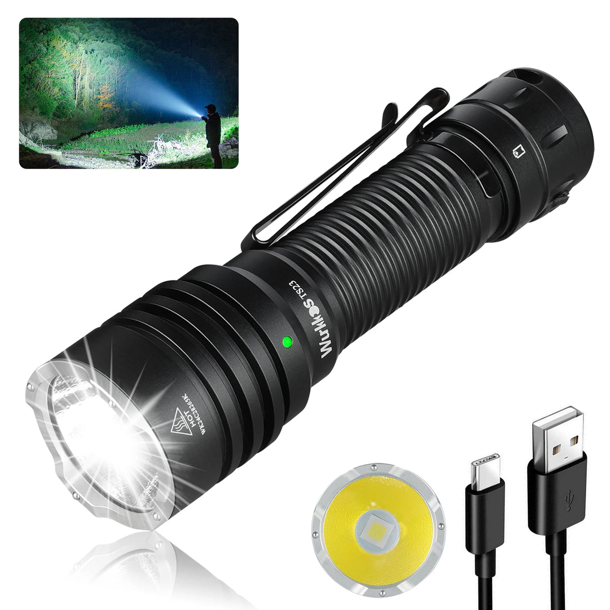 Wurkkos TS23 6000-6500K Powerfull Flashlight 5000LM IP68 Waterproof long shot 482m CRI90+ for Emergency Hiking Cycling