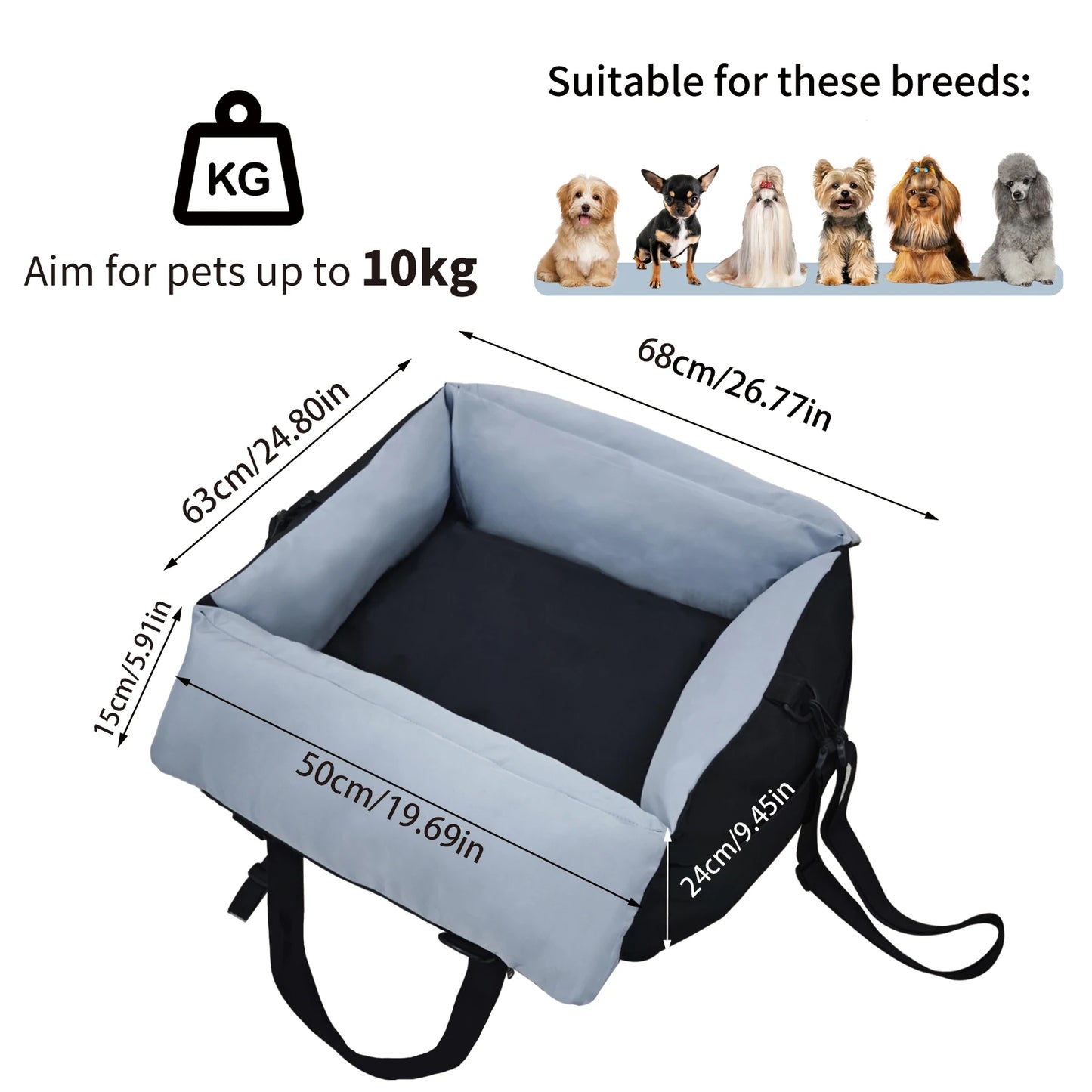 Borwart Portable Dog Car Booster Seat With Washable Cover