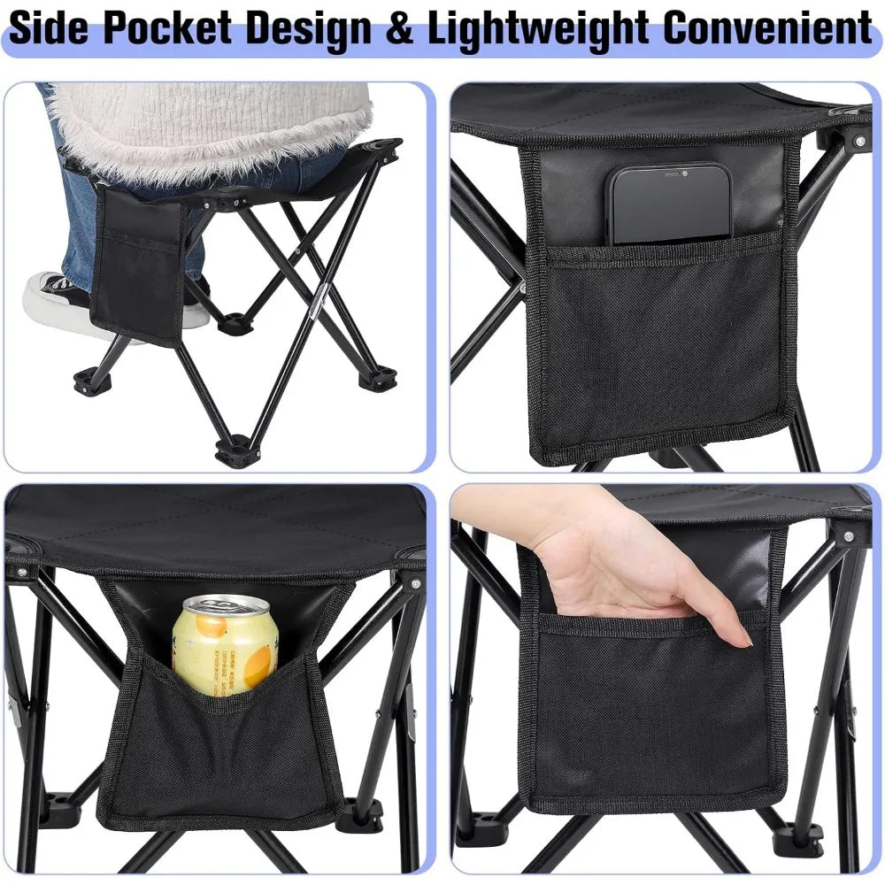 2 Pack Foldable Camping Stool Portable Outdoor Chair for Fishing BBQ Hiking Garden Travel with Carry Bag