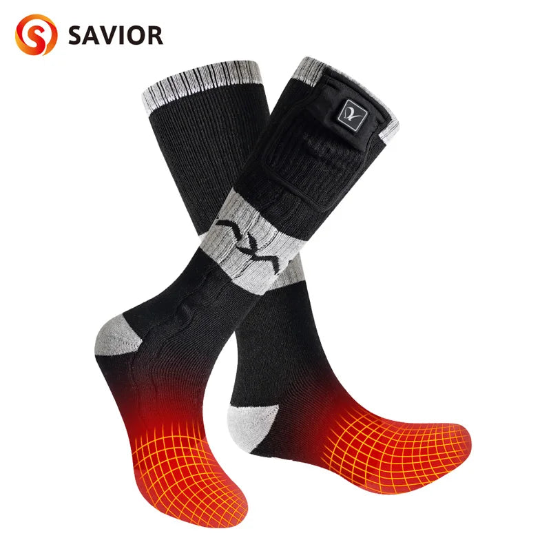 Savior Heat Battery Electric Heated Socks For Men Winter Warm Outdoor Sports Rechargeable Thermal Socks Foot Women For Cycling