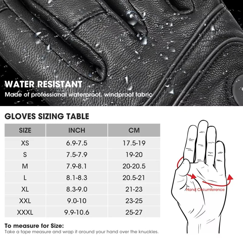 Savior Heat Winter Outdoor Sports Genuine Leather Sheepskin Electric Heating Gloves Motorcycle Gloves Hiking Gloves Waterproof