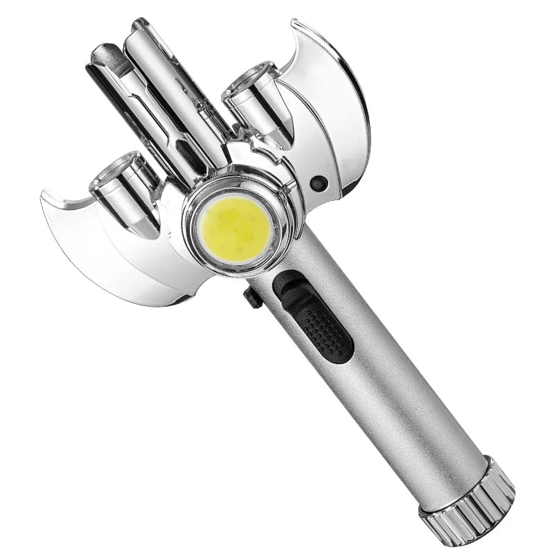 Metal Jet Gas Spray Gun Equipped W/ COB Lighting Outdoor Windproof Portable Turbine Torch Lighter for Gift Cigarette Accessories
