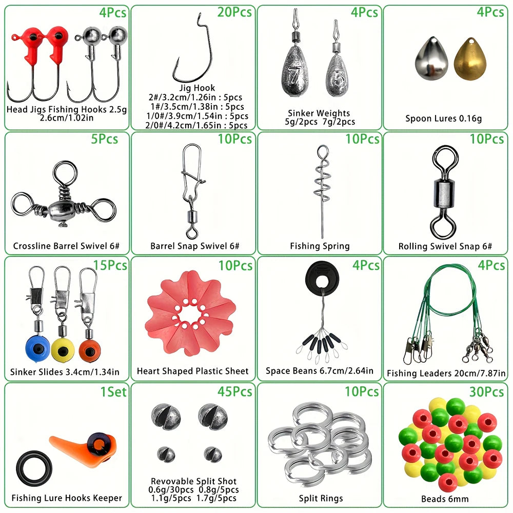 187pcs Ultimate Fishing Kit Set - Complete Tackle Box with Premium Fish Hooks, Bait Parts, Sinkers, and More - Perfect for Outdo