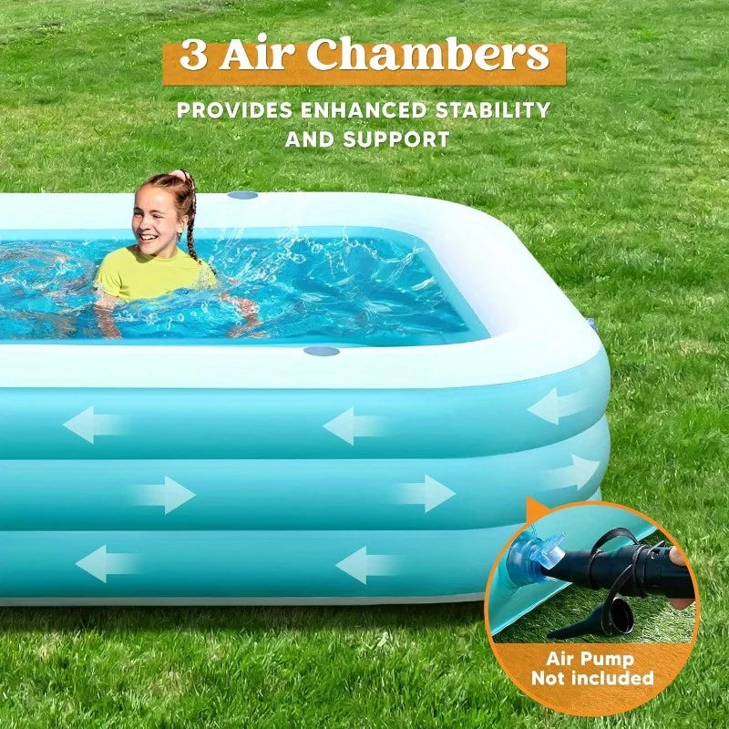 JOYFY Full-Sized Inflatable Swimming Pool 125x 68x 22 inch Inflatable Pool with Seats for Family Pool Summer Water Party Pool
