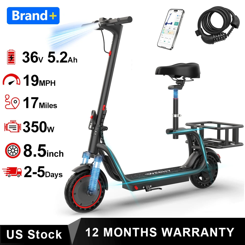 2026 New 500W 10inch Solid Tire Electric Bicycle with Basket 7.8AH Battery 22Miles Max Range 22MPH Max Speed Dua Shock Absorption Foldable Adult Ebike