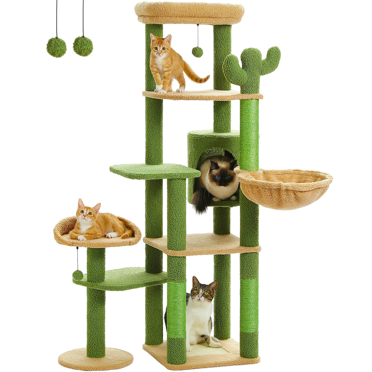 PEQULTI Multilevel Cat Tree with Scratching Post Hammock and Perches
