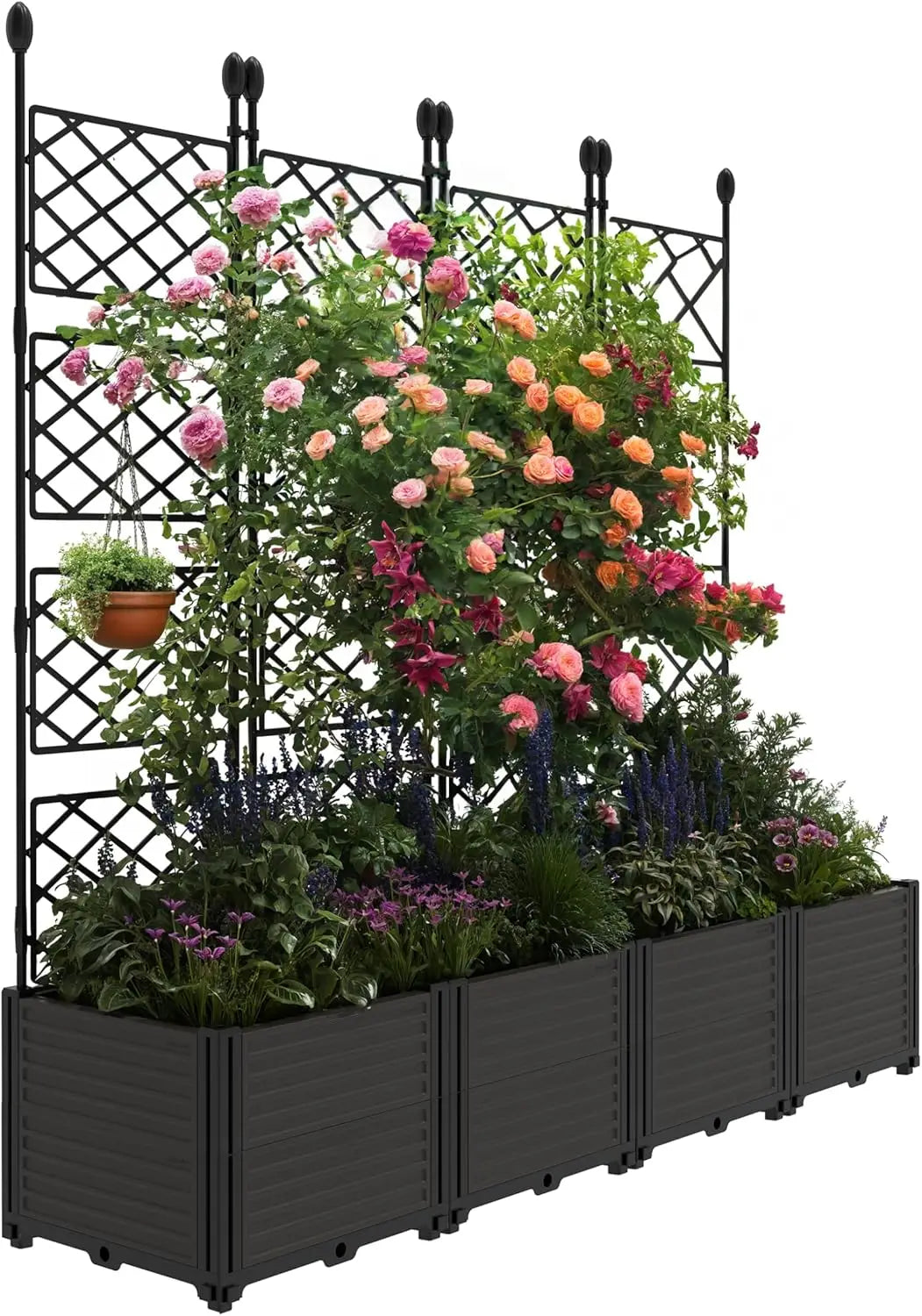 TWISTER.CK Self Watering Planter Box With Integrated Garden Trellis