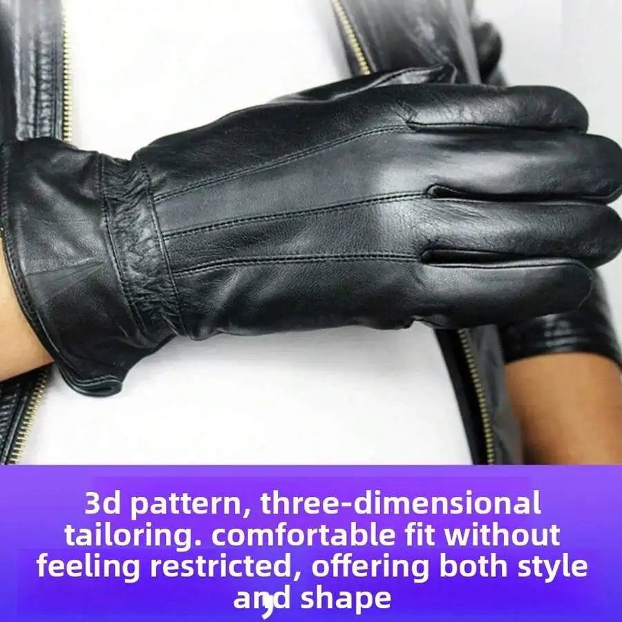 Winter Cycling & Skiing Sheepskin Thermal Gloves, Touch‑Screen Compatible, Windproof And Rainproof, Genuine Leather, Soft Textur