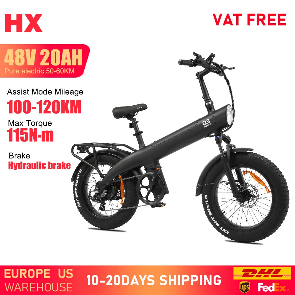 HX Q3 E Bike Electric Bike 48V 20AH Adult E Bike 20Inch Tire Off-Road Fatbike City Electric Bicycle Mountain E Bikes