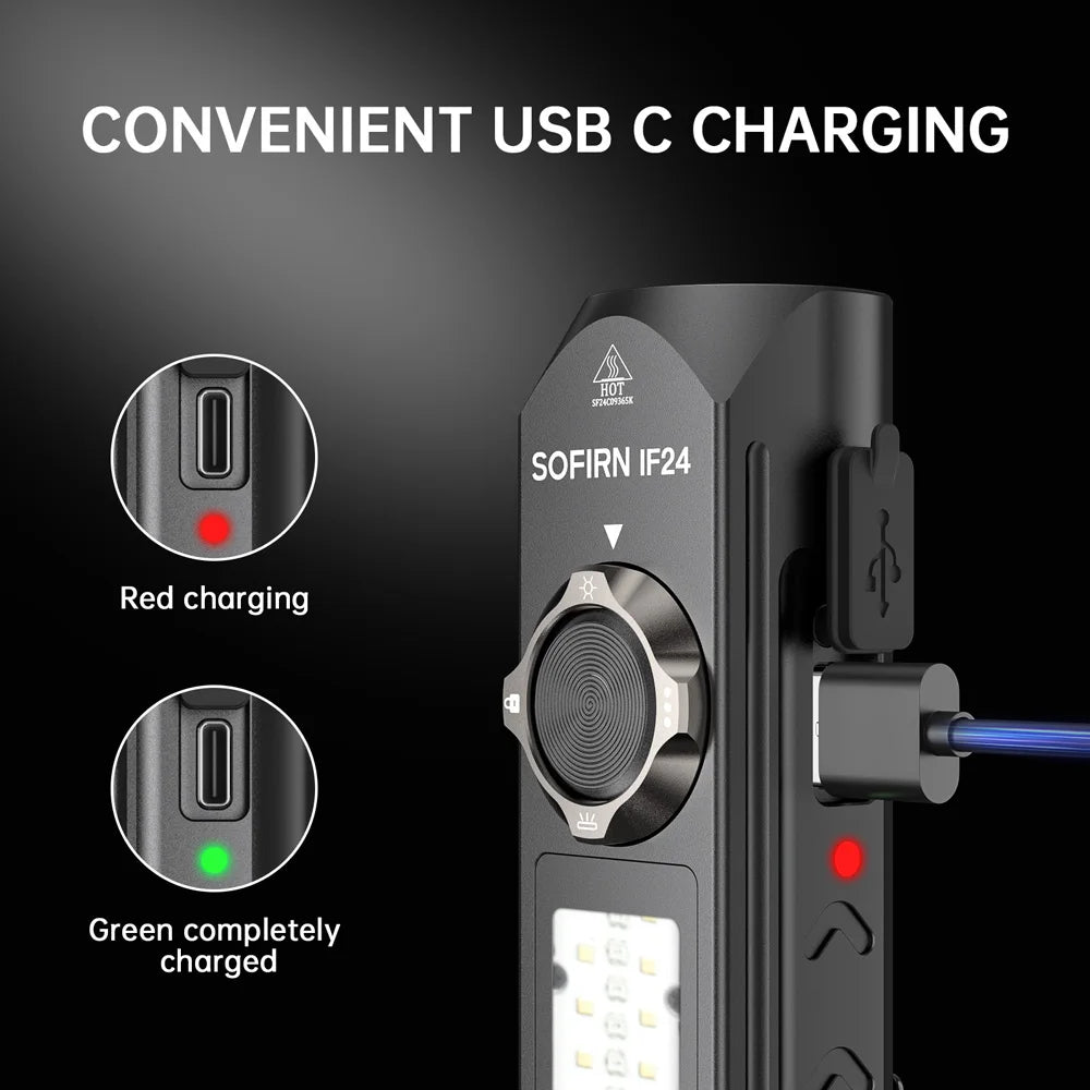 Clearance SOFIRN IF24 RGB Powerful 2000Lm Flashlight 18650 Rechargeable Rotary Switch Torch with Magnetic Tailcap for Outdoor