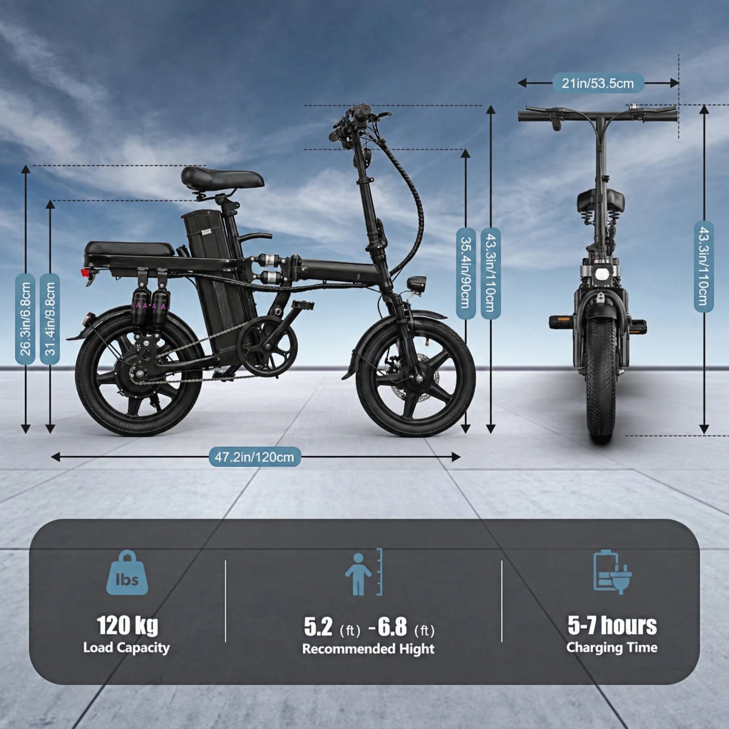 Foldable Adult Electric Bicycle Featuring Multiple Shock Absorbers