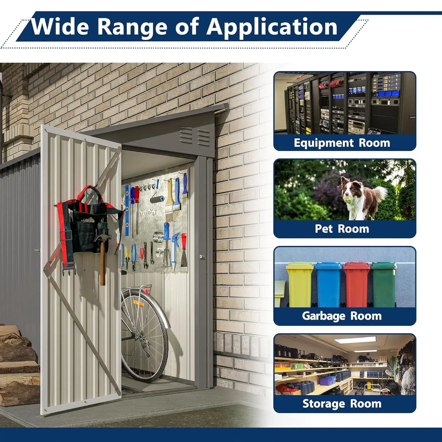 Metal Lean-To Storage Shed Outdoor Garden Cabinet