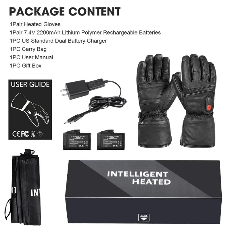 Motorcycle Winter Warm Heated Gloves Heated Gloves Skiing Warm Touch Screen Waterproof Heated Rechargeable Gloves