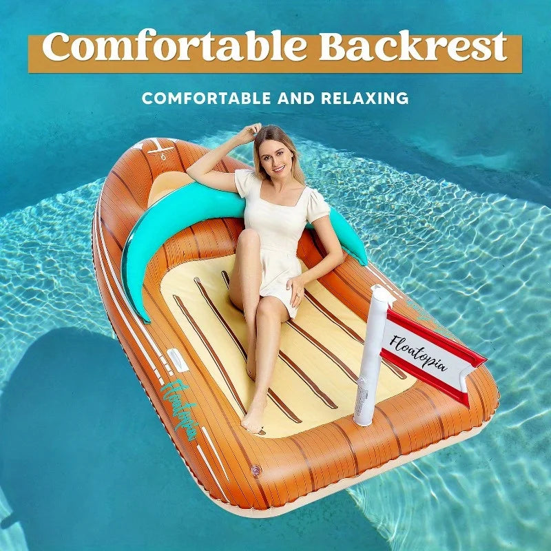 JOYFY Giant Boat Pool Float with Cooler Inflatable Boat Funny Pool Floats Raft summer Swimming Pool for Kids Adults Party Packs