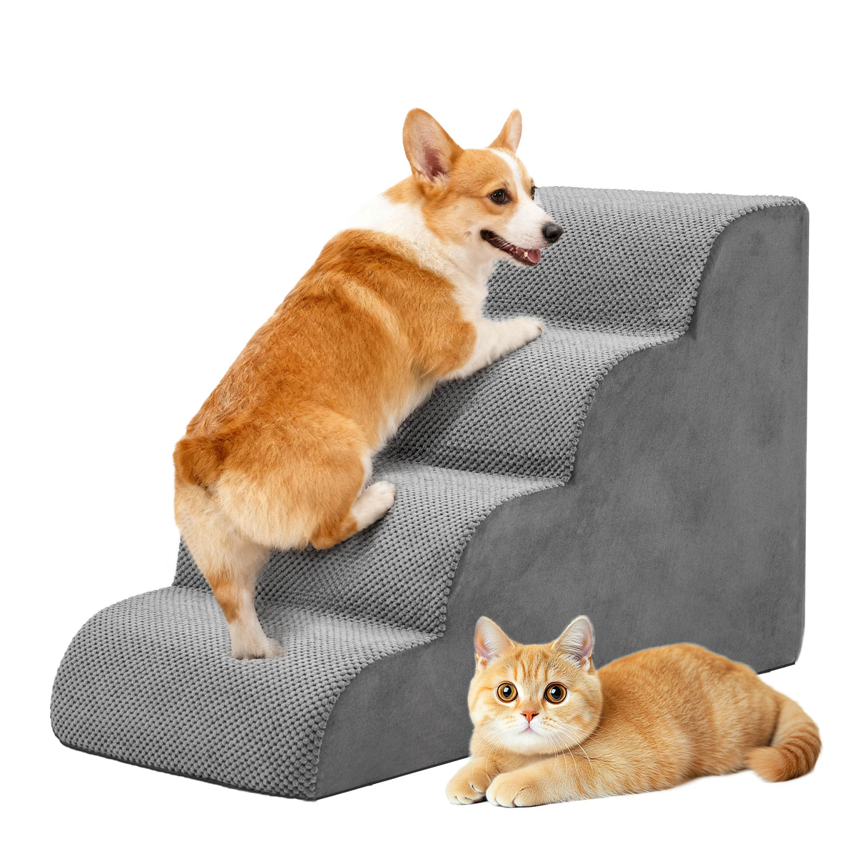 Curved Foam Dog Stairs Ramp for Small Dogs Indoor Steps