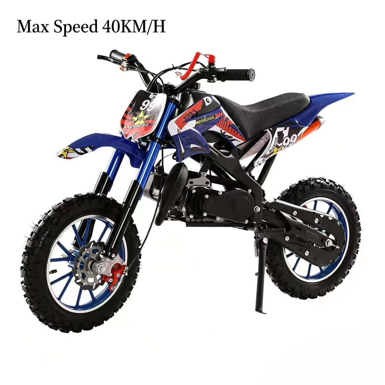 49cc 2-Stroke Kids Dirt Bike, Gas Power Motocross, Off Road Mini Motorcycle, Pocket Motorbike with Front Rear Disc Brakes
