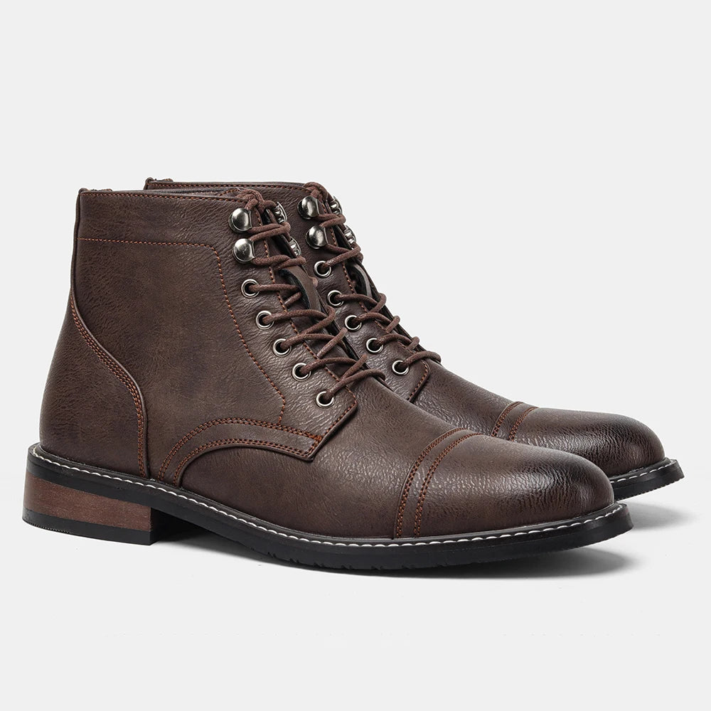Classical Men Boots 2026 Fashion Comfortable Spring Leather Boots with Zipper