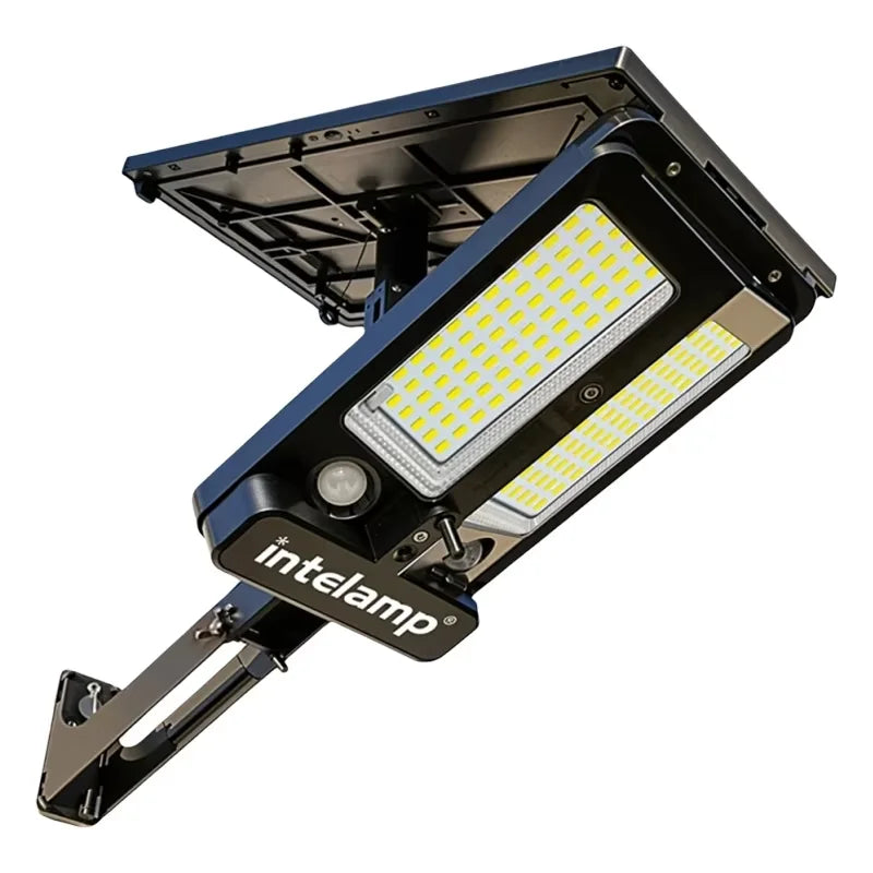 Intelamp Outdoor Solar Street Lights Security Flood Light With Super Large Solar Panel Two Sensors 12500mAh For Garden Yard Path