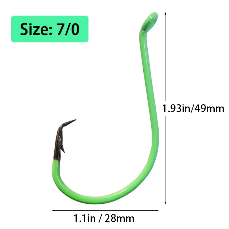 20Pcs Glow in Dark Circle Hooks Saltwater Offset Fishing Hooks for Catfish Bass Trout, Available in 7 Sizes (1/0 to 10/0)