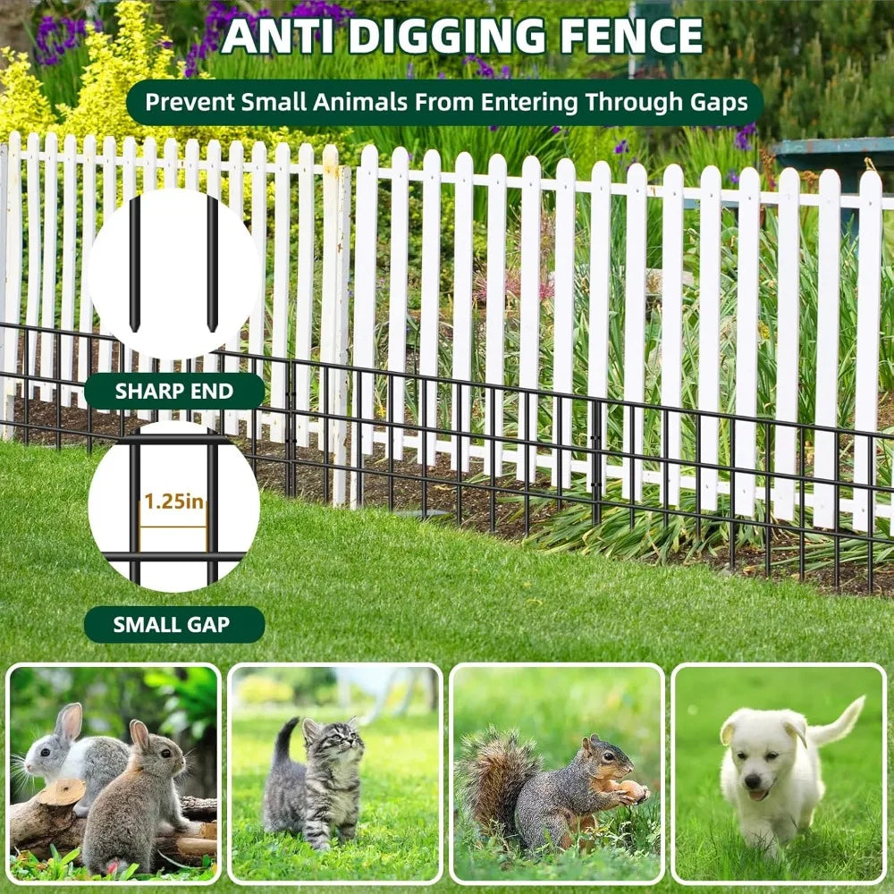 42.5ft No Dig Garden Fence, 30 Panels Rustproof Animal Barrier for Dog Rabbit, Anti Digging Edging