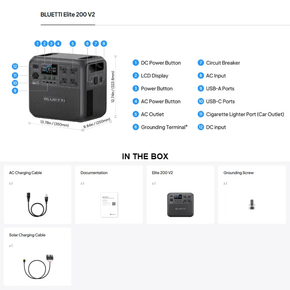 Bluetti Elite 200 V2 Portable Power Station 2600W Solar Generator
