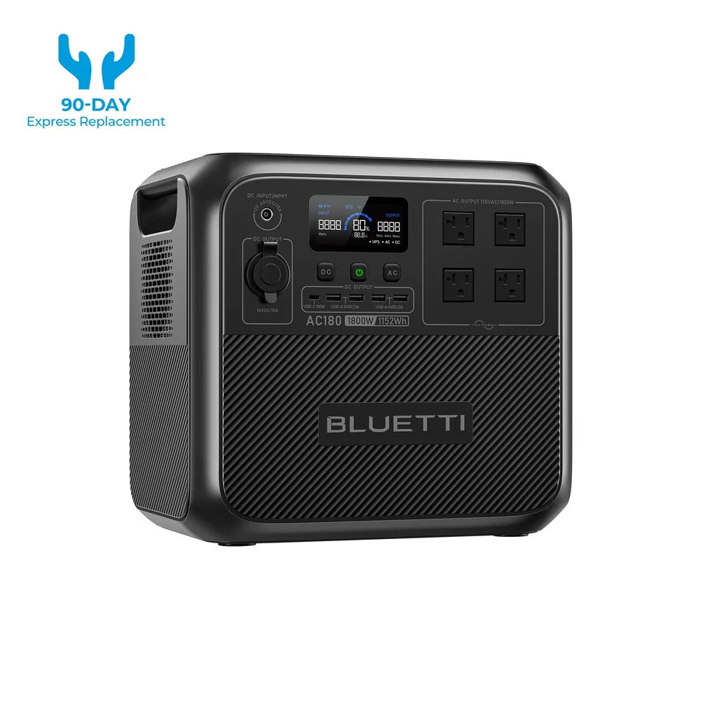 BLUETTI AC180 Portable Power Station LiFePO4 Battery Solar Charging