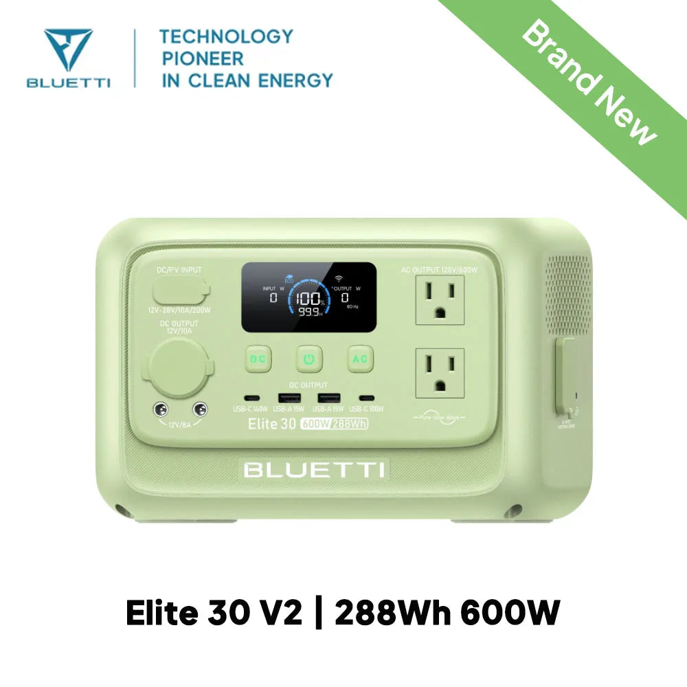 BLUETTI Elite 30 V2 | 288Wh 600W Portable Power Station Lightweight Fast Charging Solar Generator for Home Backup Outdoor