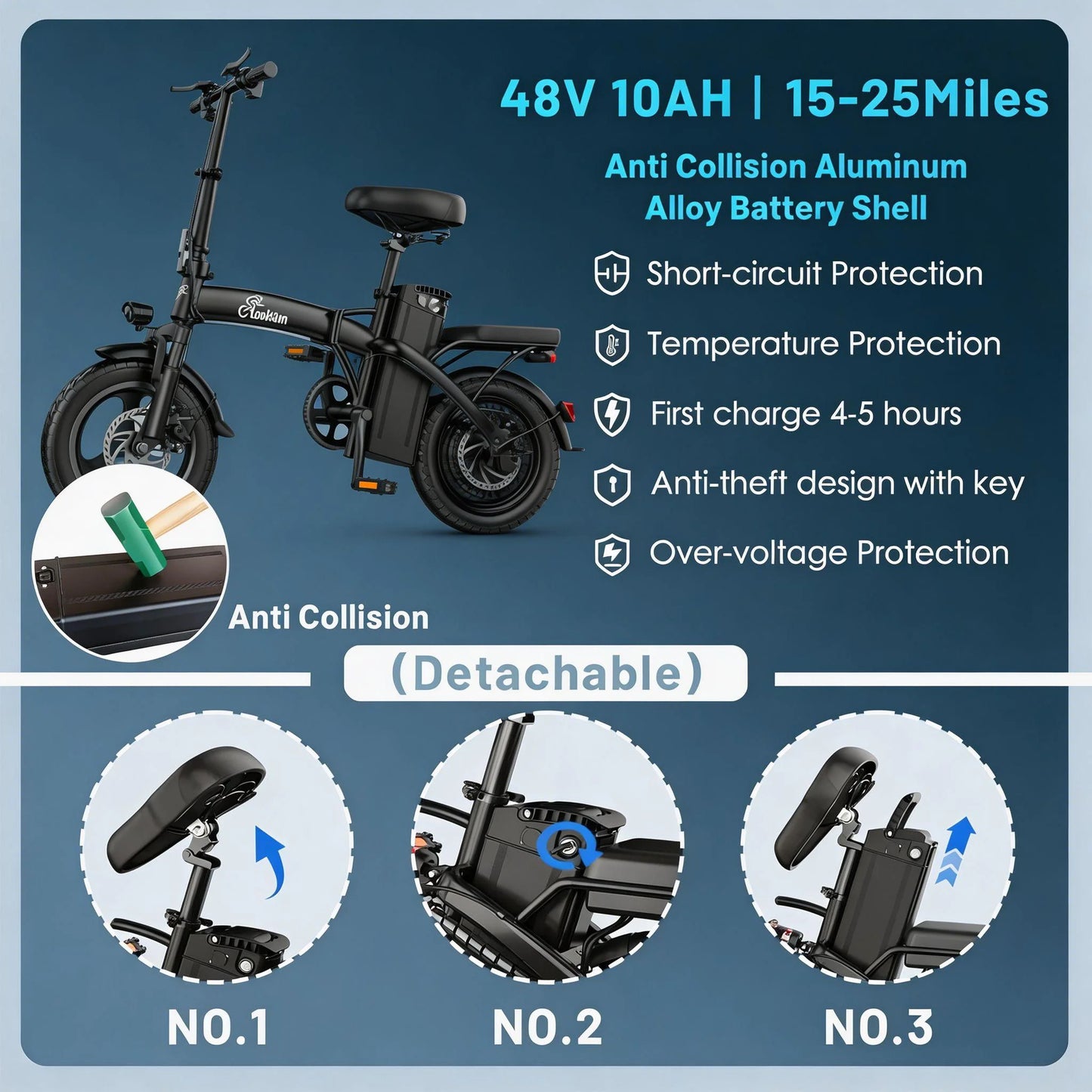 LOOKRUN F12 26-Inch Foldable Electric Mountain Bike forAdults, 600W Hybrid Commuter E-Bike with 48V 10AhBattery for Off-Road Use, E-Bike Lifestyle