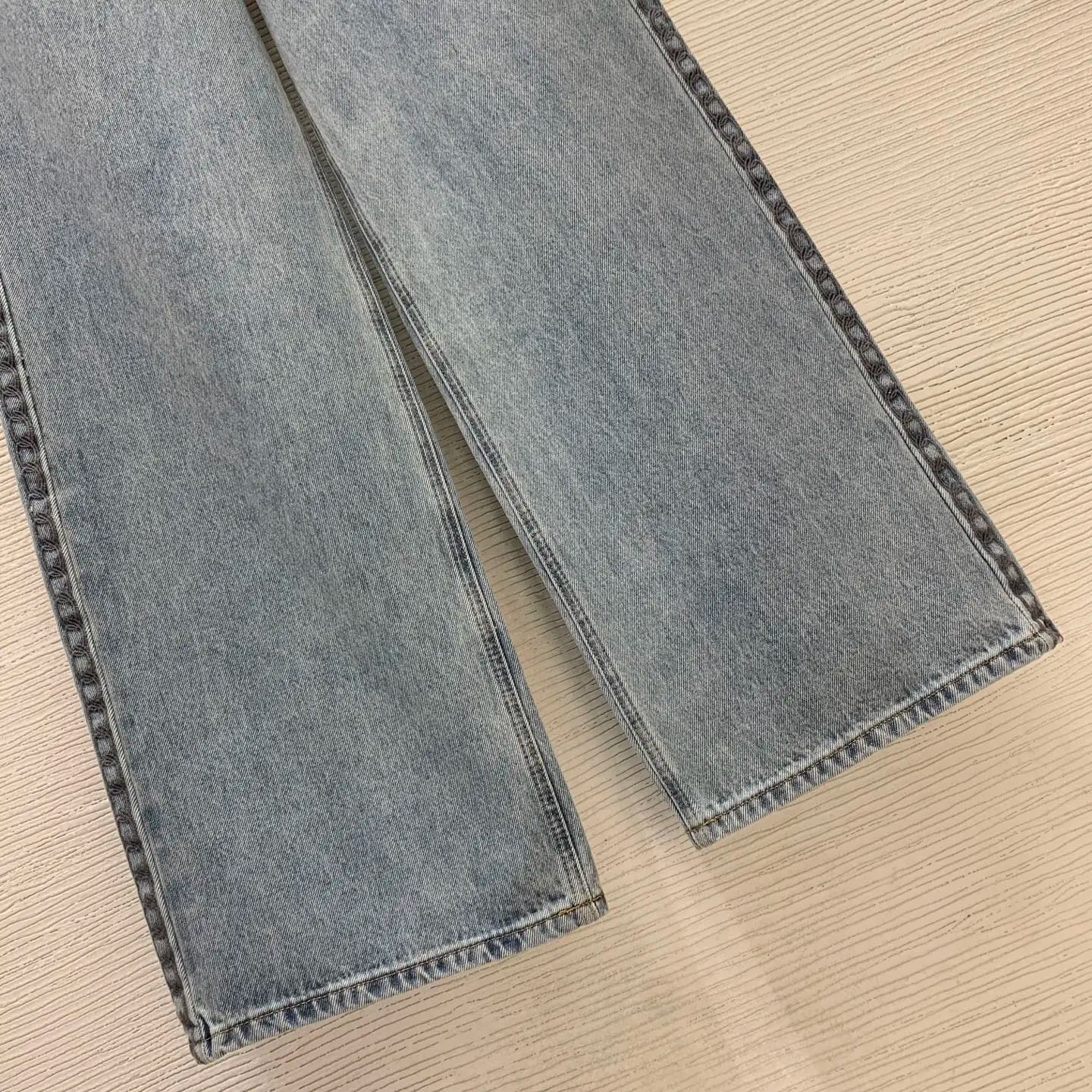 Women's new fashionable washed denim cotton fashion loose wide leg denim pants