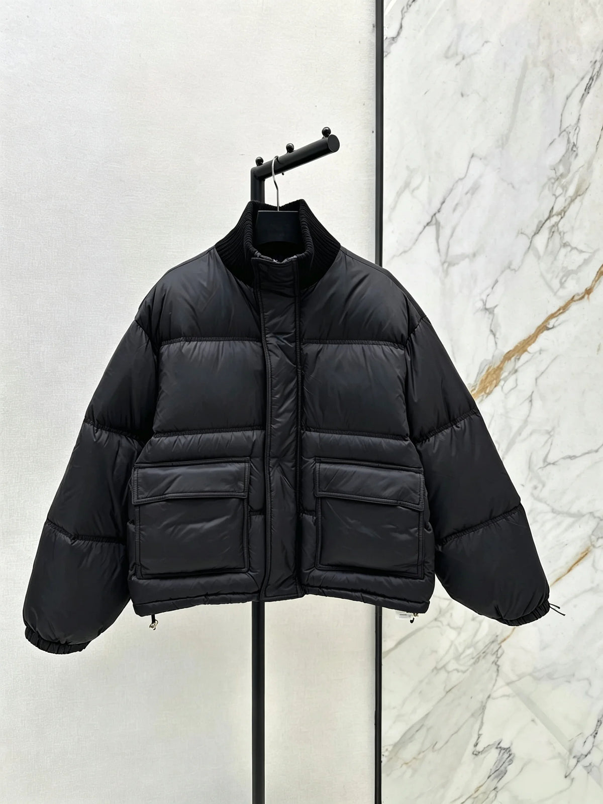 2026 Women Winter Stand Collar Cargo Pocket Short Puffer Jacket ZX5707