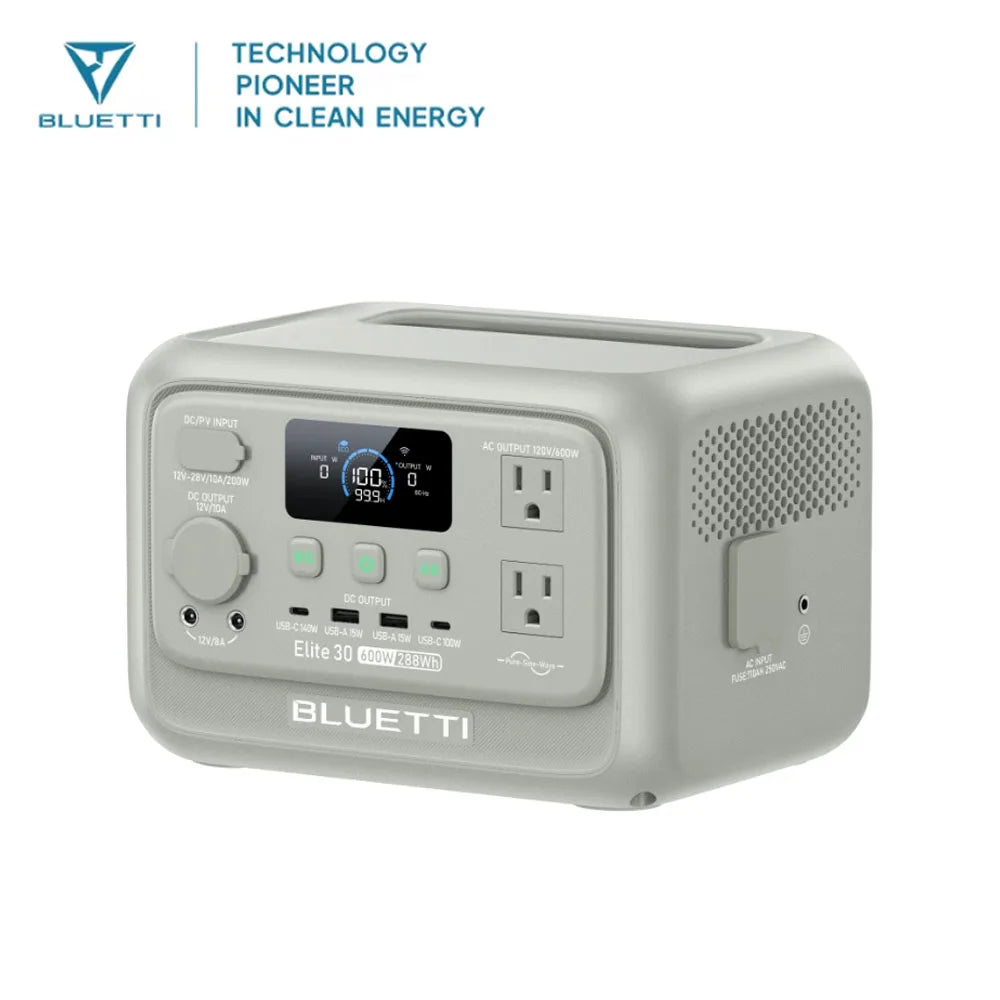 BLUETTI Elite 30 V2 | 288Wh 600W Portable Power Station Lightweight Fast Charging Solar Generator for Home Backup Outdoor