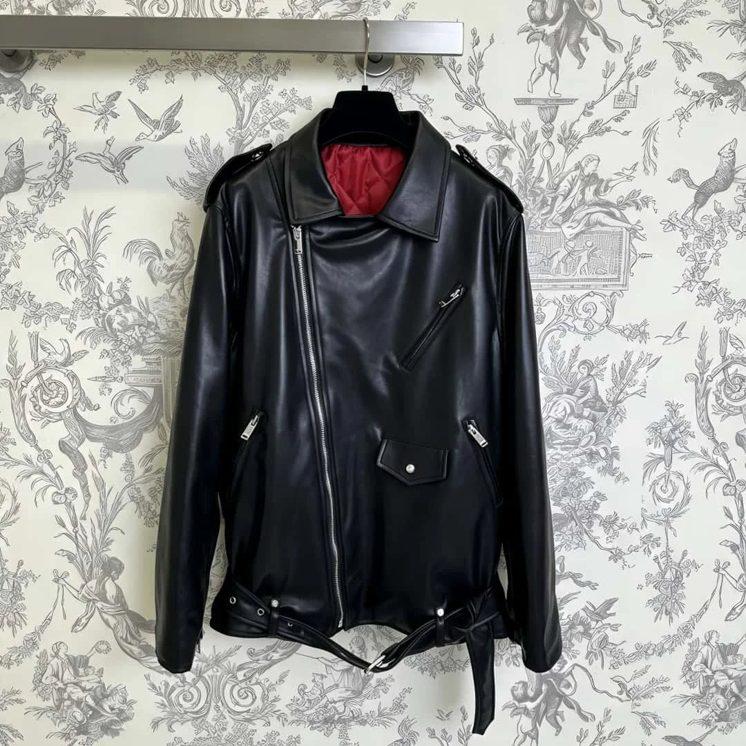 Women's Vintage Cotton Moto Jacket With Turn Down Collar