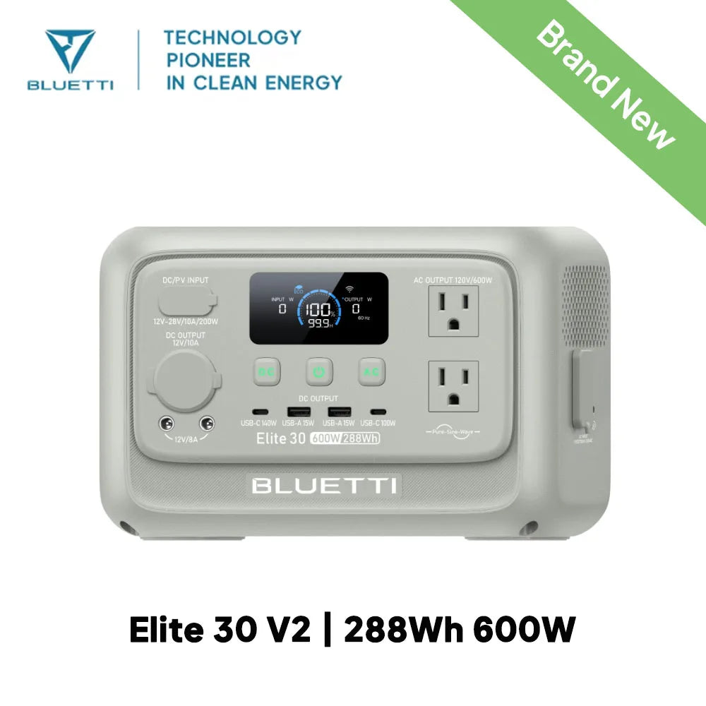 BLUETTI Elite 30 V2 | 288Wh 600W Portable Power Station Lightweight Fast Charging Solar Generator for Home Backup Outdoor
