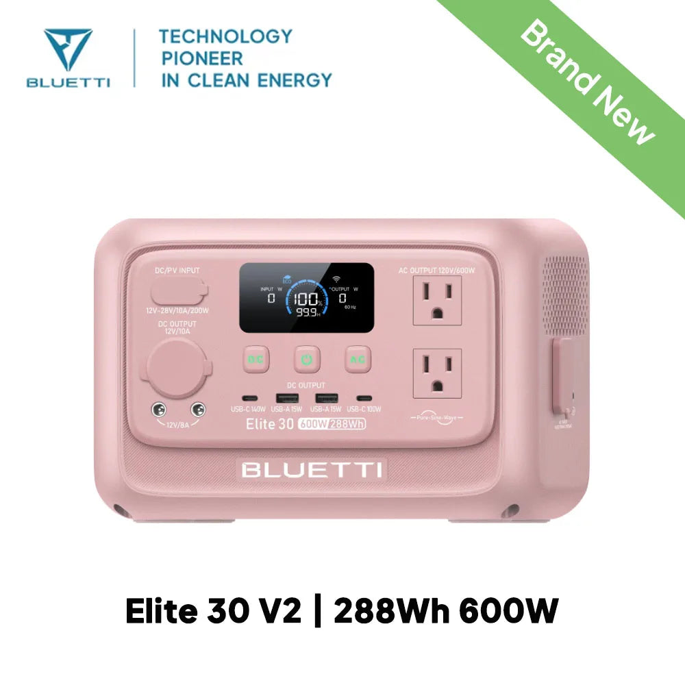 BLUETTI Elite 30 V2 | 288Wh 600W Portable Power Station Lightweight Fast Charging Solar Generator for Home Backup Outdoor