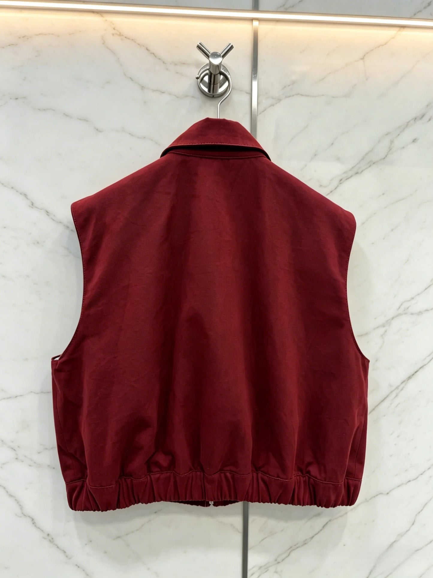 Women's Cropped Collared Sleeveless Zip Vest Casual Outerwear for Daily