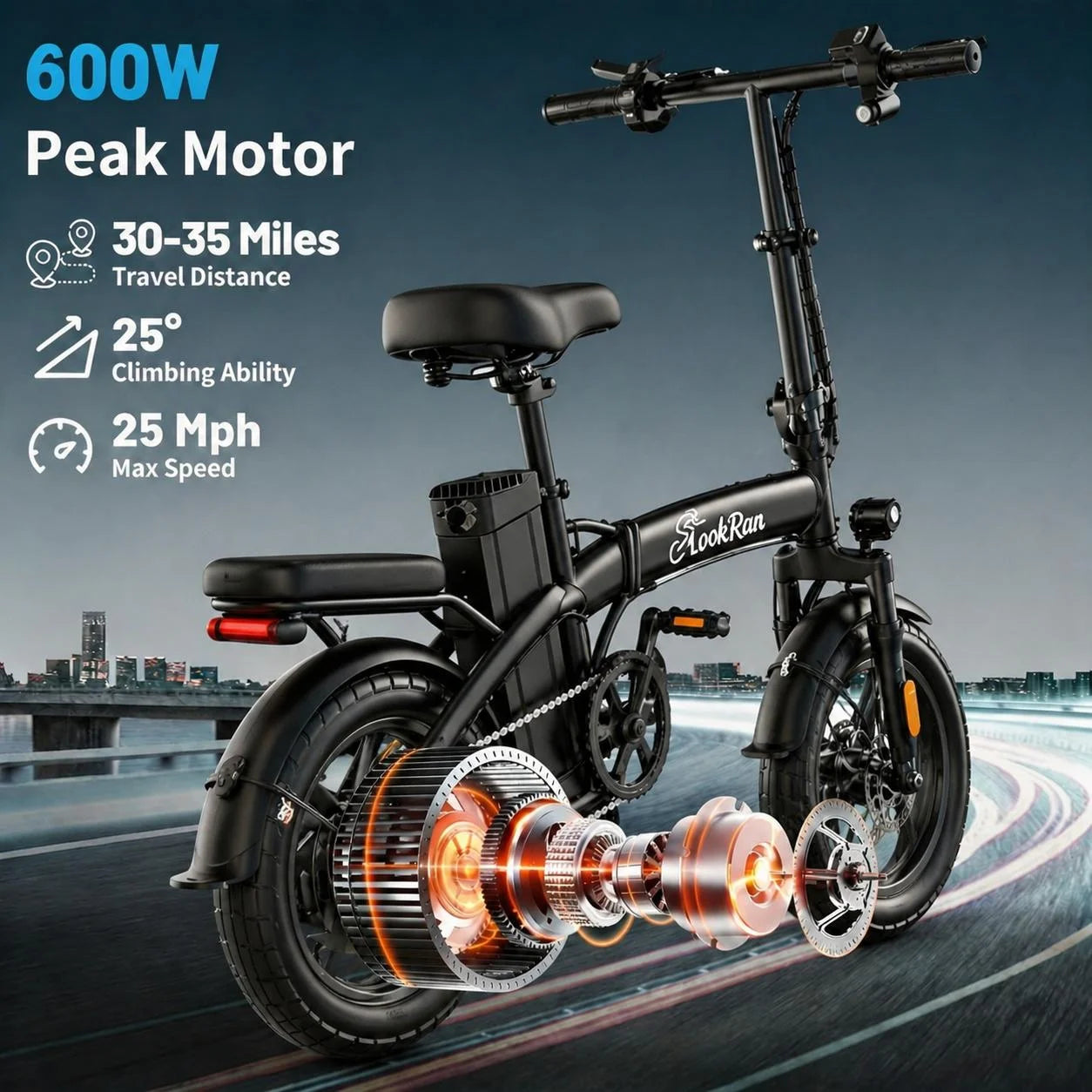 LOOKRUN F12 26-Inch Foldable Electric Mountain Bike forAdults, 600W Hybrid Commuter E-Bike with 48V 10AhBattery for Off-Road Use, E-Bike Lifestyle