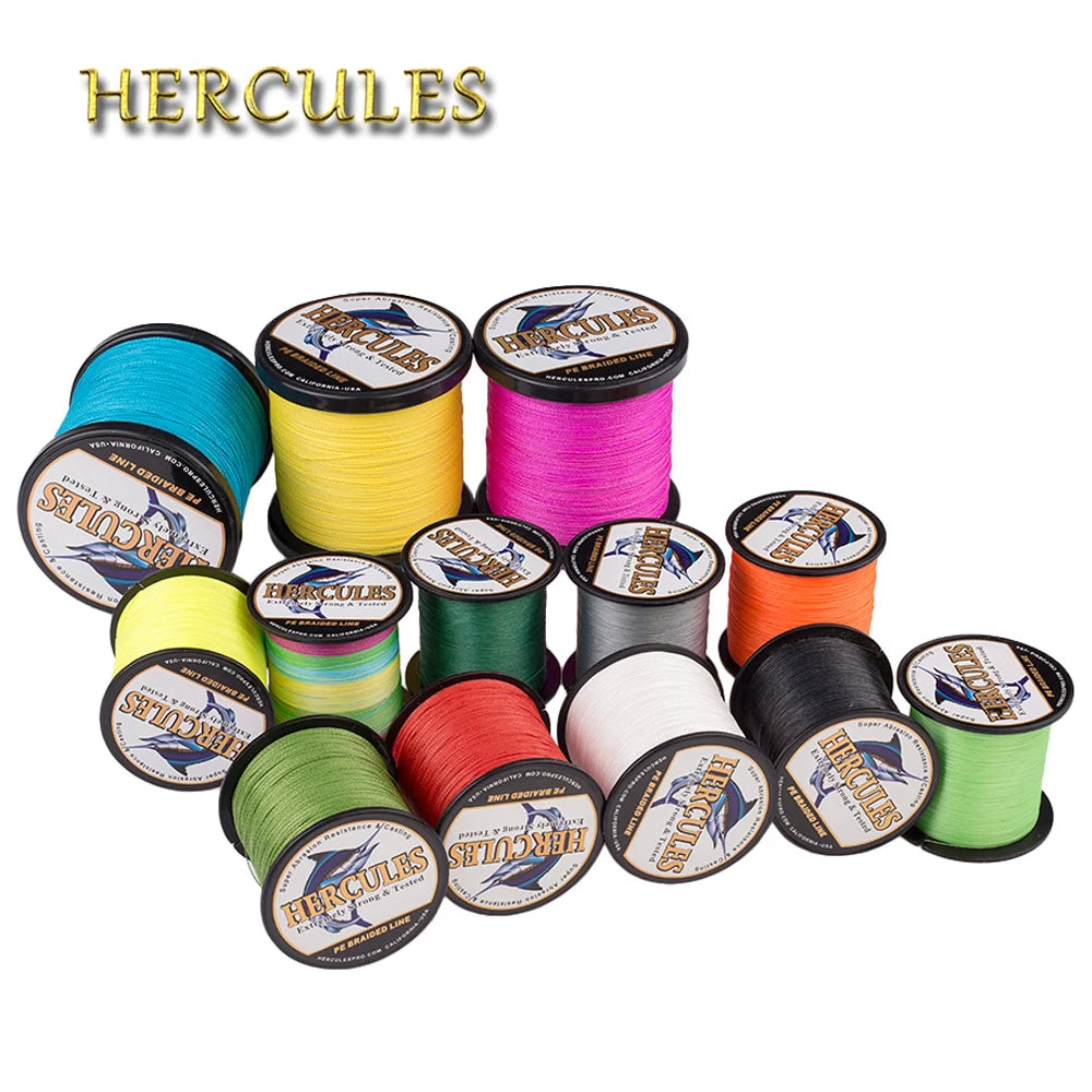 Hercules Braided Fishing Line 4 Strands Multifilament  500m Carp PE Fishing Line Cord Smooth 6-100LB SUPER POWER 4 Threads