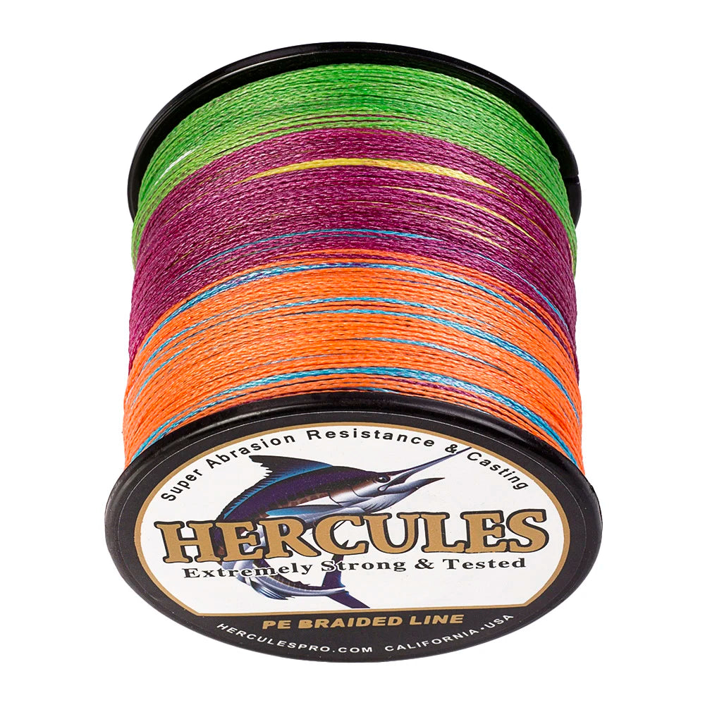 Hercules Braided Fishing Line 4 Strands Multifilament  500m Carp PE Fishing Line Cord Smooth 6-100LB SUPER POWER 4 Threads