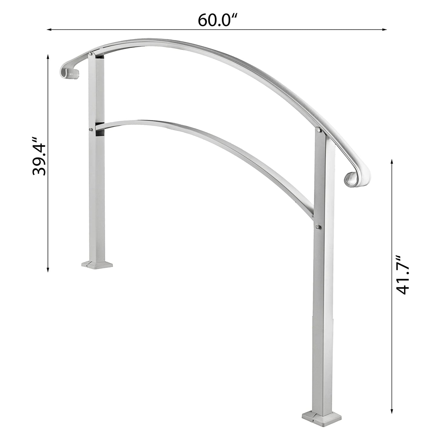 SucceBuy Wrought Iron Handrail Fits 1or5 Steps with Installation Kit Hand Rails for Outdoor Steps Transition Handrail Stair Rail