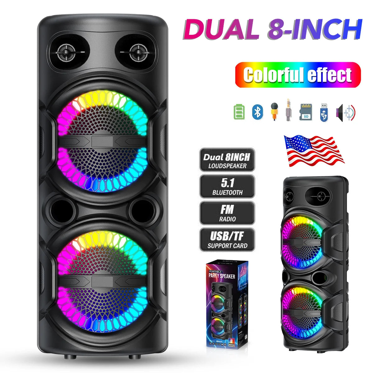 CURUK Portable Bluetooth Speaker With Deep Bass And Karaoke