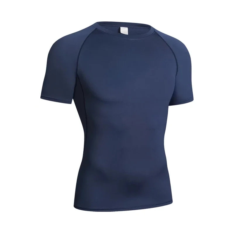 Men Black Long Sleeve Compression Shirt Quick Dry UV Protection Fitness Running Sport Baselayer Top