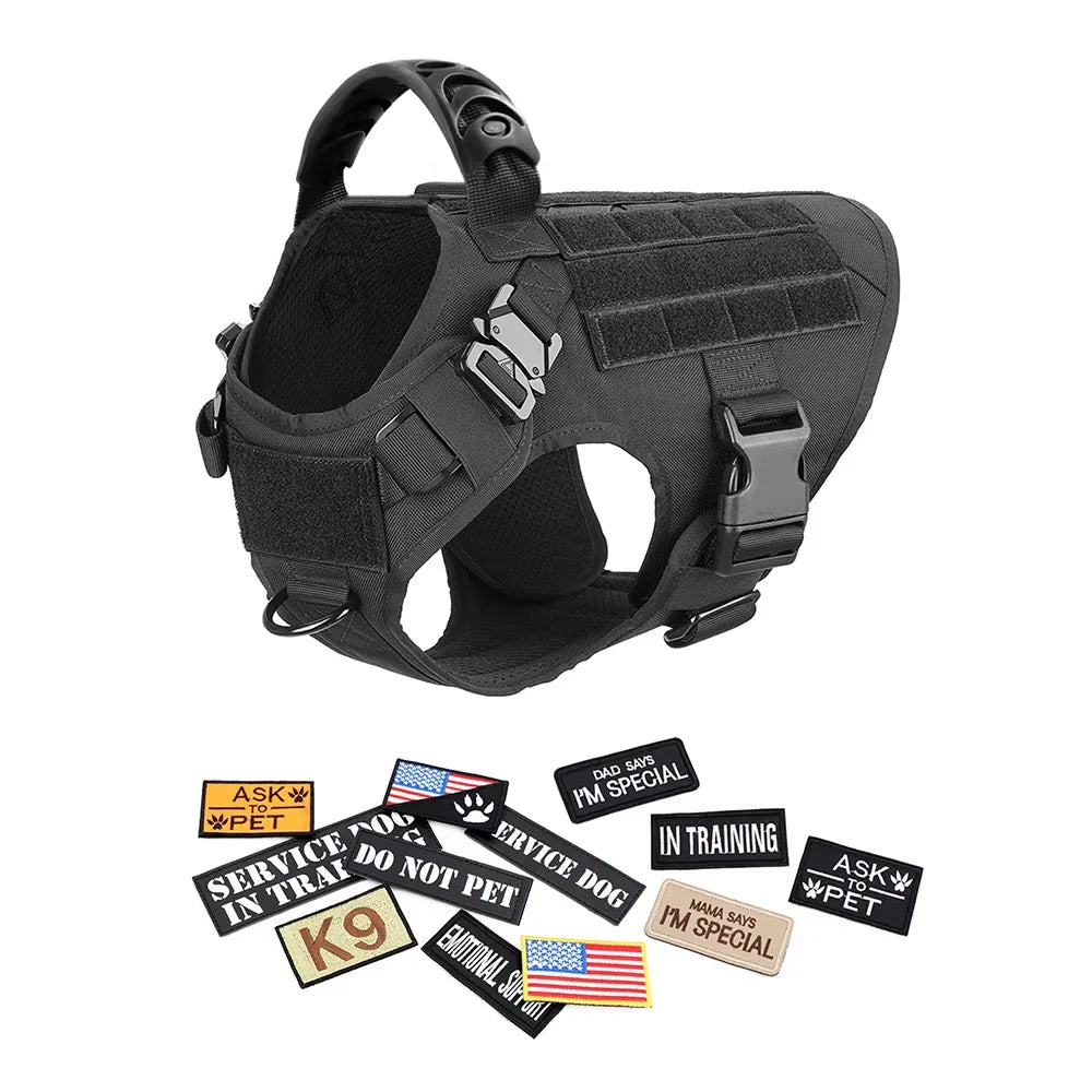 Professional Dog Harness Vest Set With Collar Leash And Patches