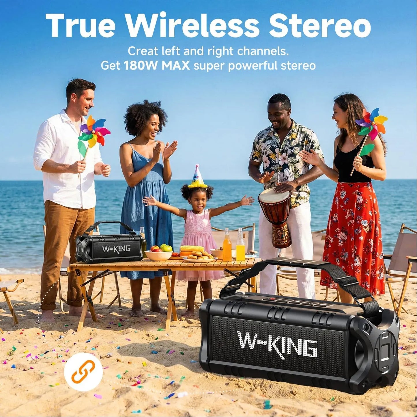 W-KING Portable 90W Max Bluetooth Speaker Outdoor Speaker Loud, IPX6 Waterproof/50W Deep Bass Subwoofer Wireless for Party