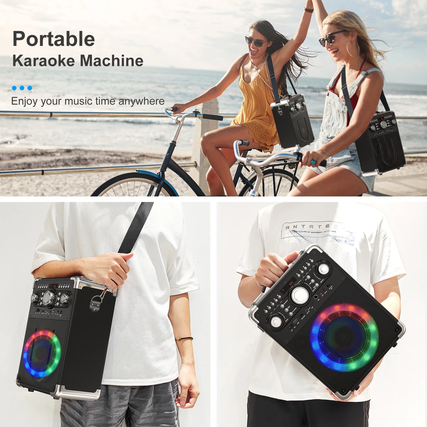 FanFun S8-T Karaoke Bluetooth Speaker With 3 Microphones